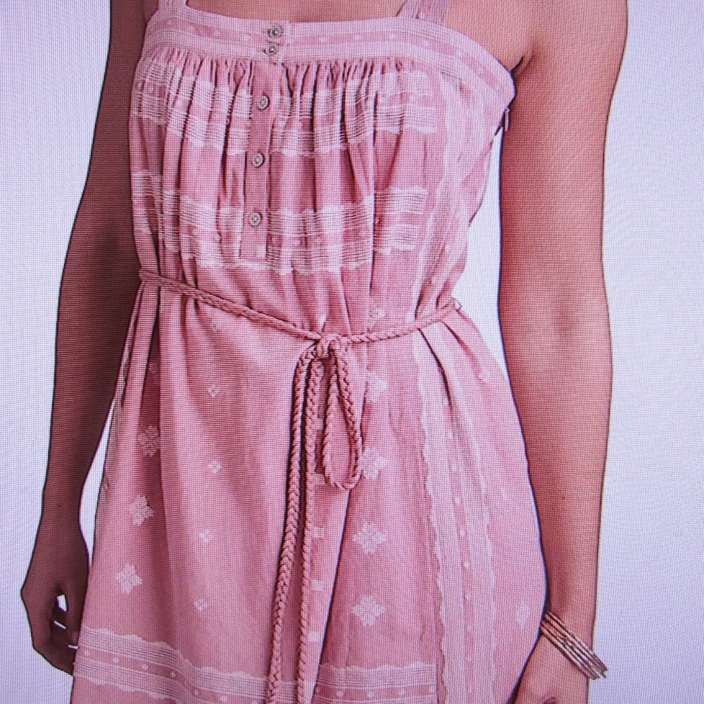 LUCKY BRAND MIDI COTTON DRESS Sz XXL NEW + TAG  $129 GORGEOUS FABRIC PINK - Picture 3 of 8